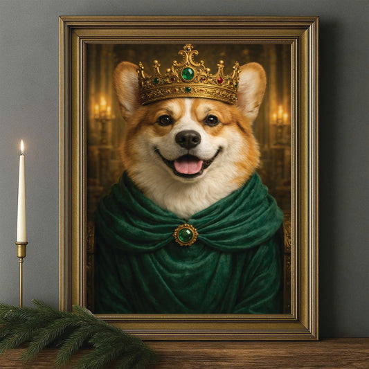 Custom Photo Royal King Queen Dog Canvas Framed Wall Art Gift For Dog Lovers