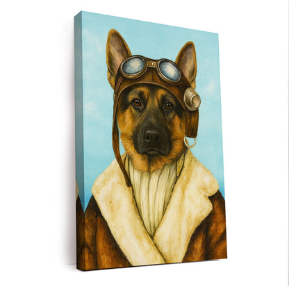 Custom Photo Portrait Pilot Canvas Gift For Dog Lovers
