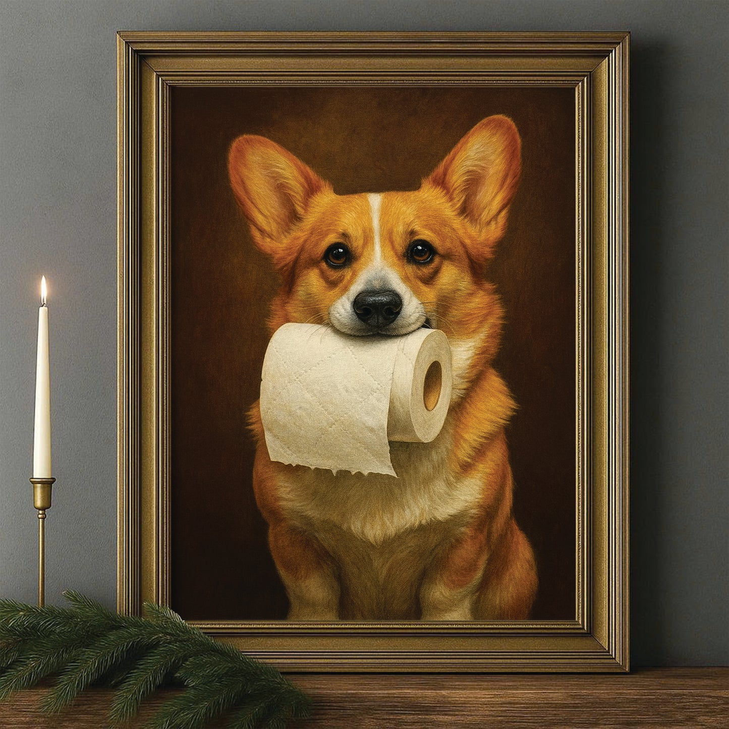Custom Photo Dog Bathroom Style 18 Canvas Framed Wall Art Gift For Dog Lovers