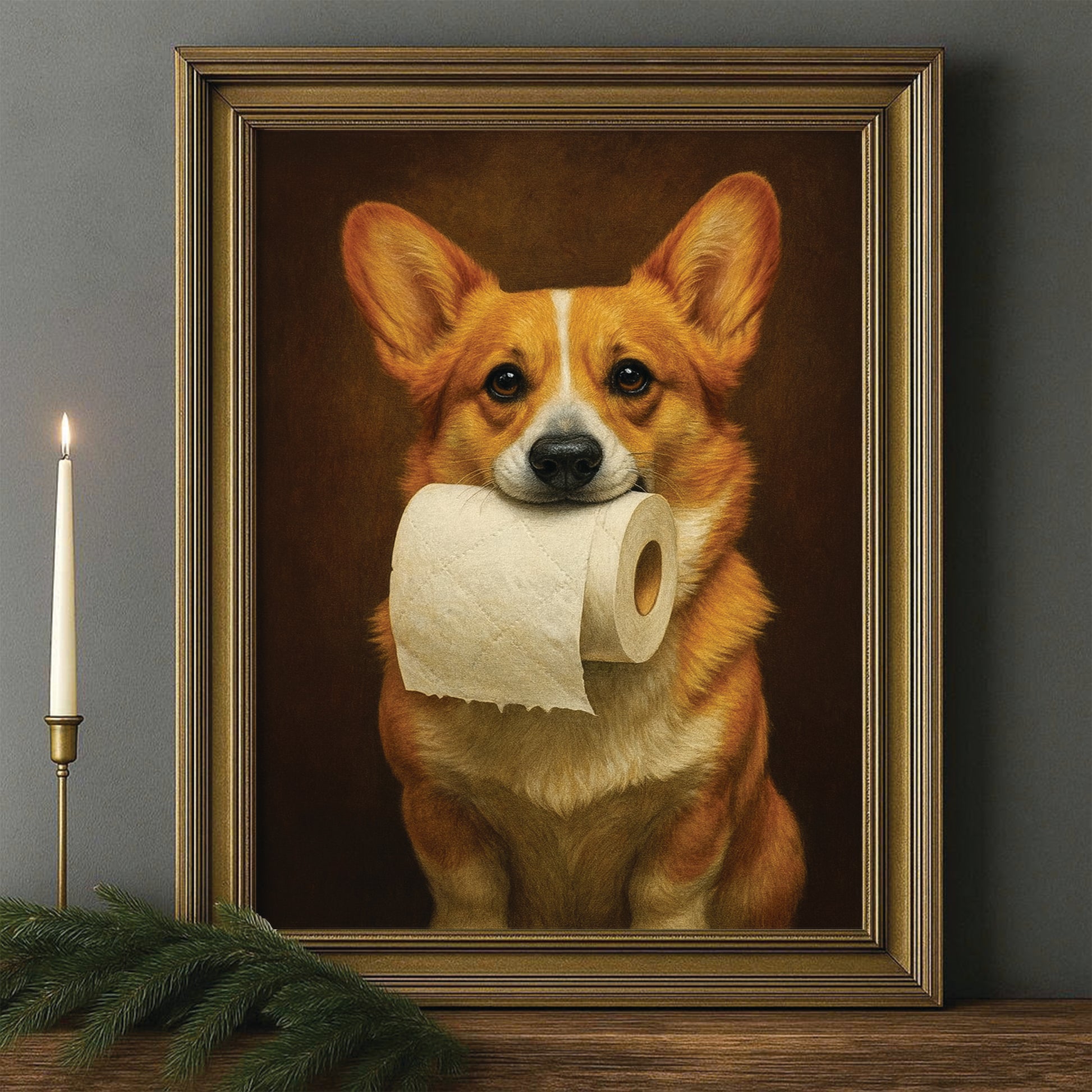 Custom Photo Dog Bathroom Style 18 Canvas Framed Wall Art Gift For Dog Lovers