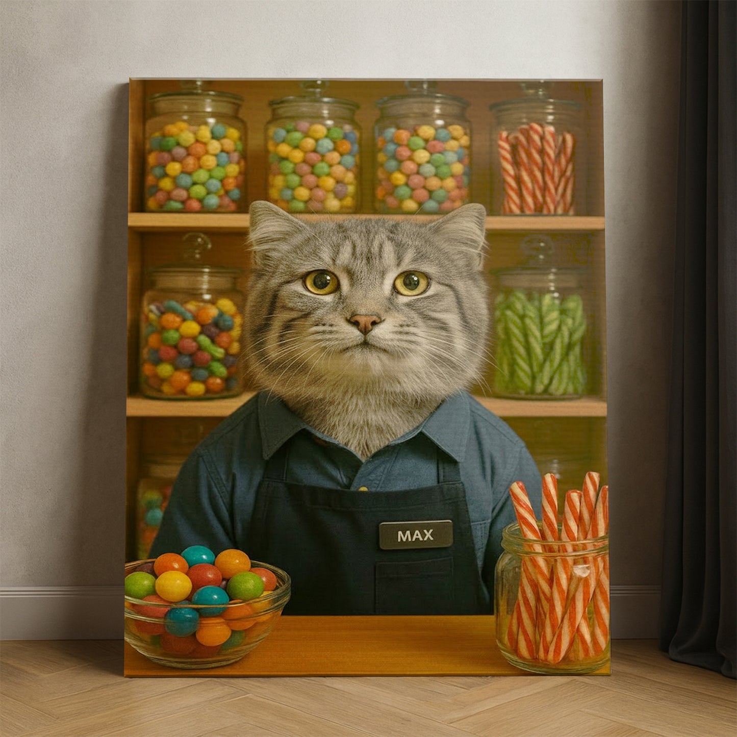 Custom Photo Candy Shop Cat Canvas Gift For Cat Lovers