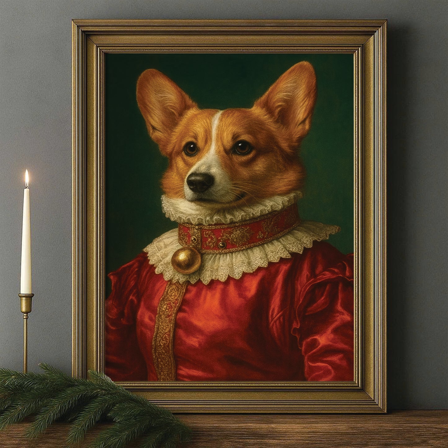 Custom Photo Dog Potrait Royal Canvas Framed Wall Art Gift For Dog Lovers