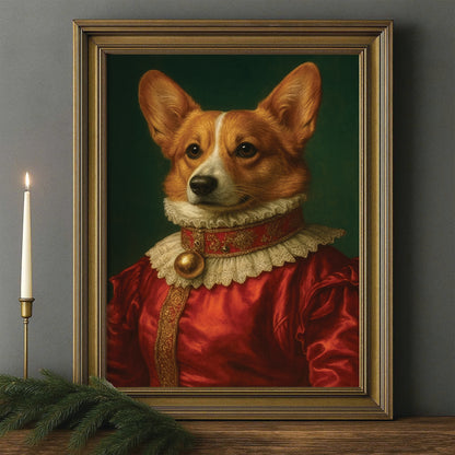 Custom Photo Dog Potrait Royal Canvas Framed Wall Art Gift For Dog Lovers