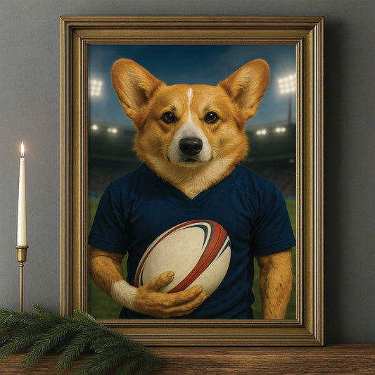 Custom Dog Rugby Sport Dog Canvas Framed Wall Art Gift For Dog Lovers
