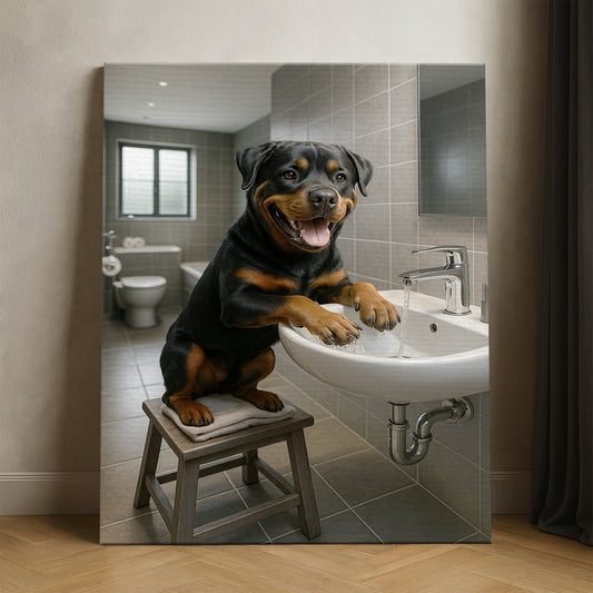 Custom Photo Dog In Bathroom Style 1 Canvas Gift For Dog Lovers