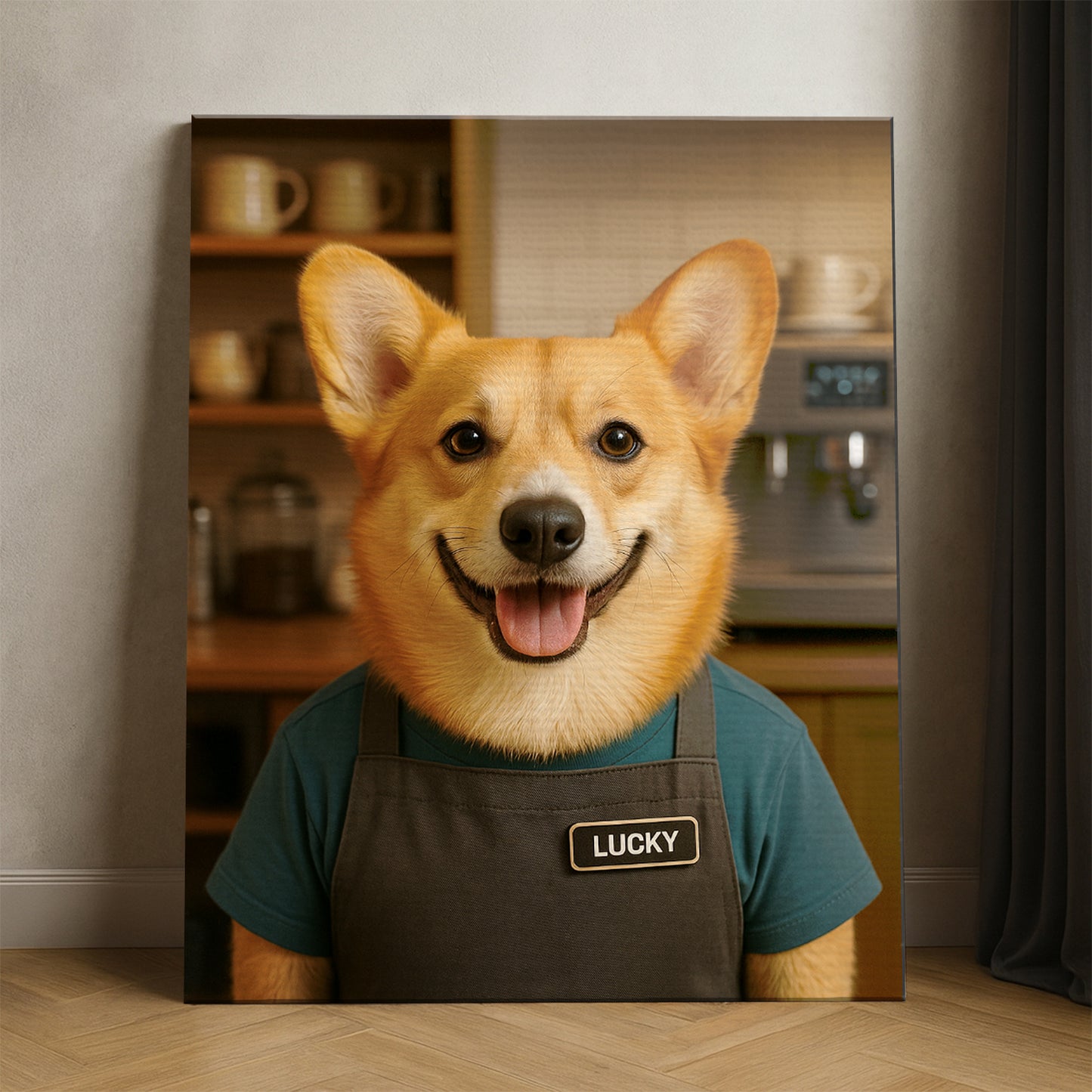 Custom Photo Barista Dog Canvas Gift For Dog Lovers