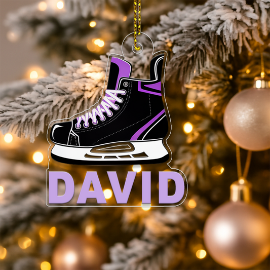 Custom Name Ice Hockey Skates Christmas Ornament Acrylic Ornament Christmas Gift