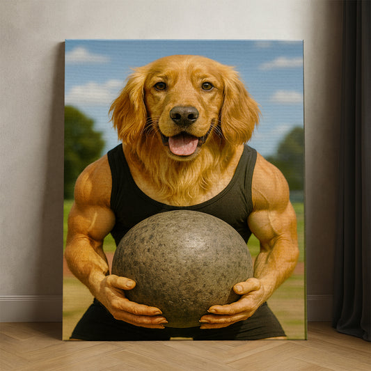 Custom Photo Strongman Dog Canvas Gift For Dog Lovers