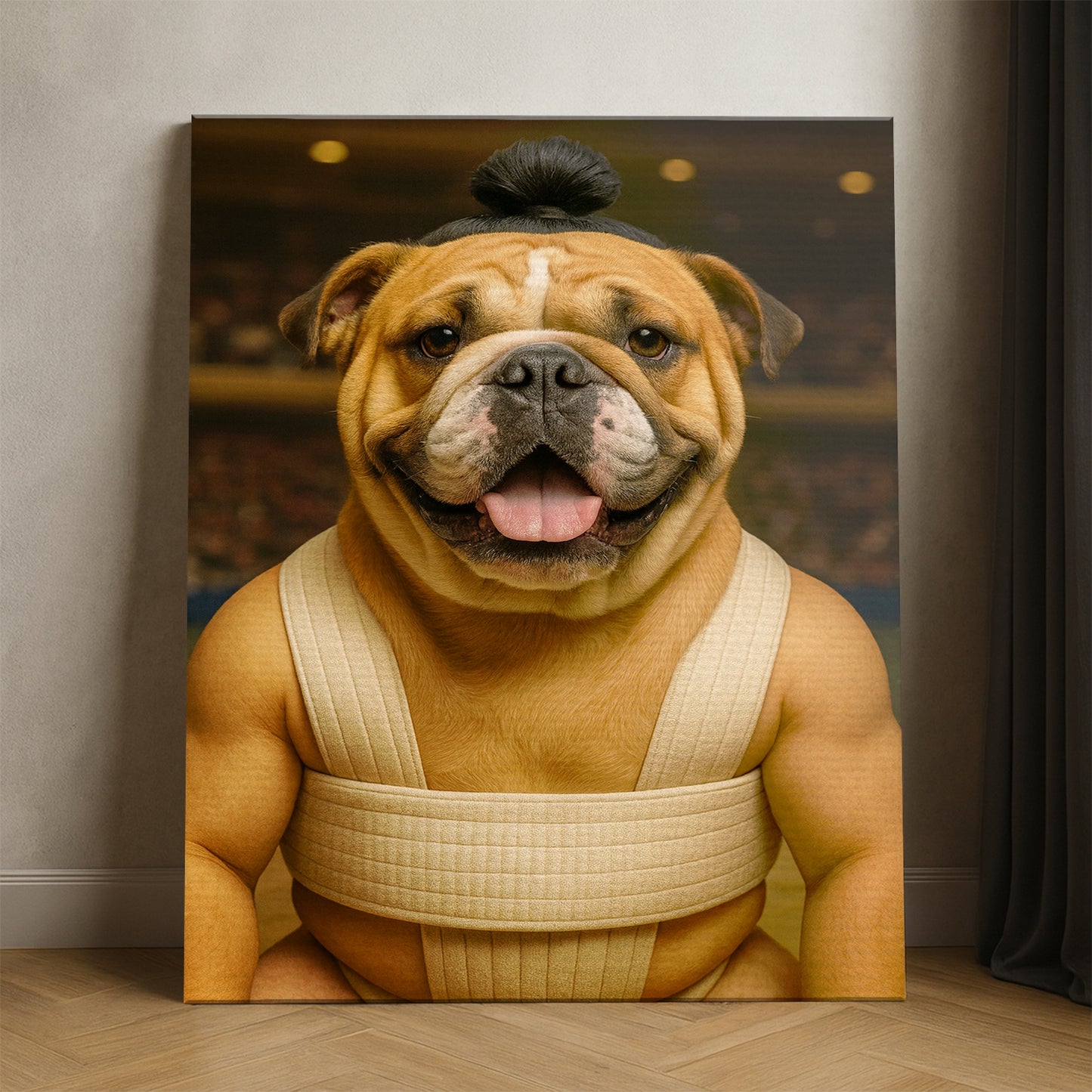 Custom Photo Sumo Dog Canvas Gift For Dog Lovers