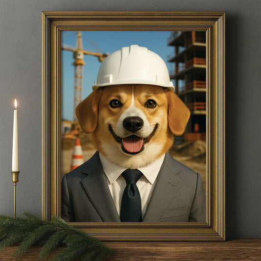 Custom Photo Engineer Construction Dog Canvas Framed Wall Art Gift For Dog Lovers