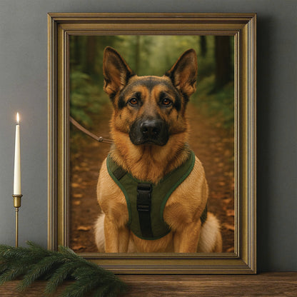 Custom Photo Hiking Dog Canvas Framed Wall Art Gift For Dog Lovers