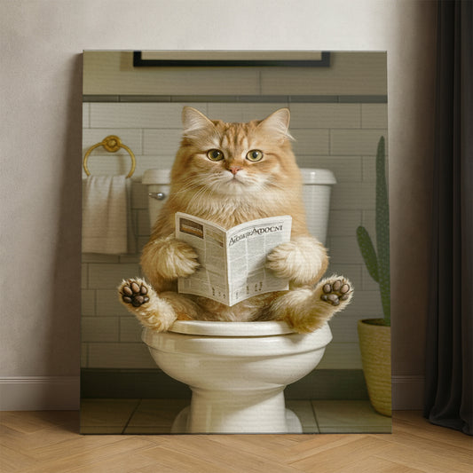 Custom Photo Cat Bathroom Style Canvas Gift For Cat Lovers