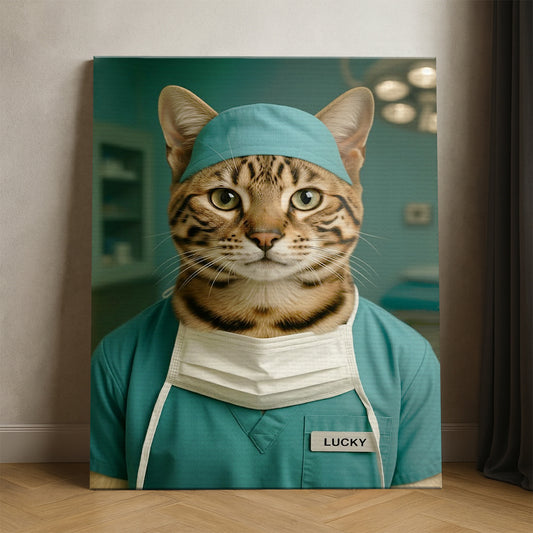 Custom Photo Surgeon Cat Canvas Gift For Cat Lovers