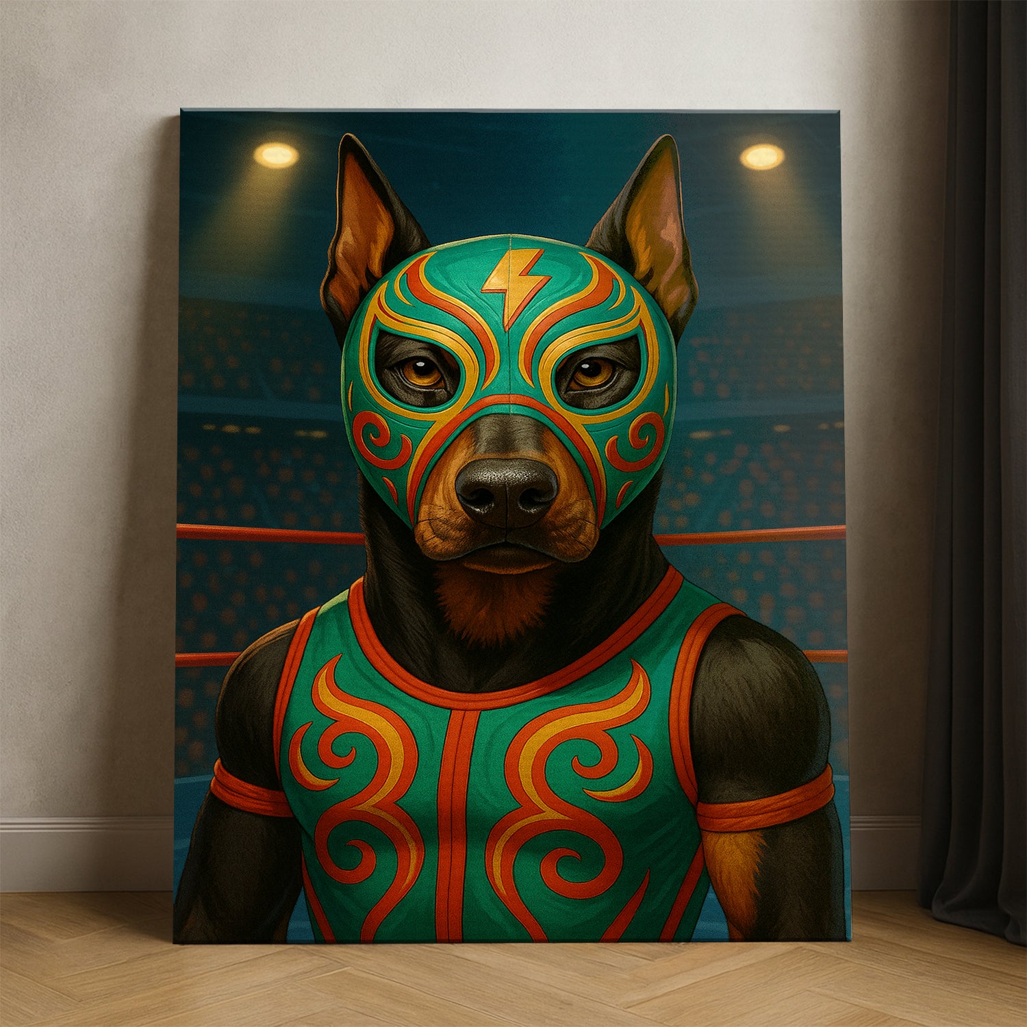 Custom Photo Lucha Libre Wrestler Mask Dog Canvas Gift For Dog Lovers