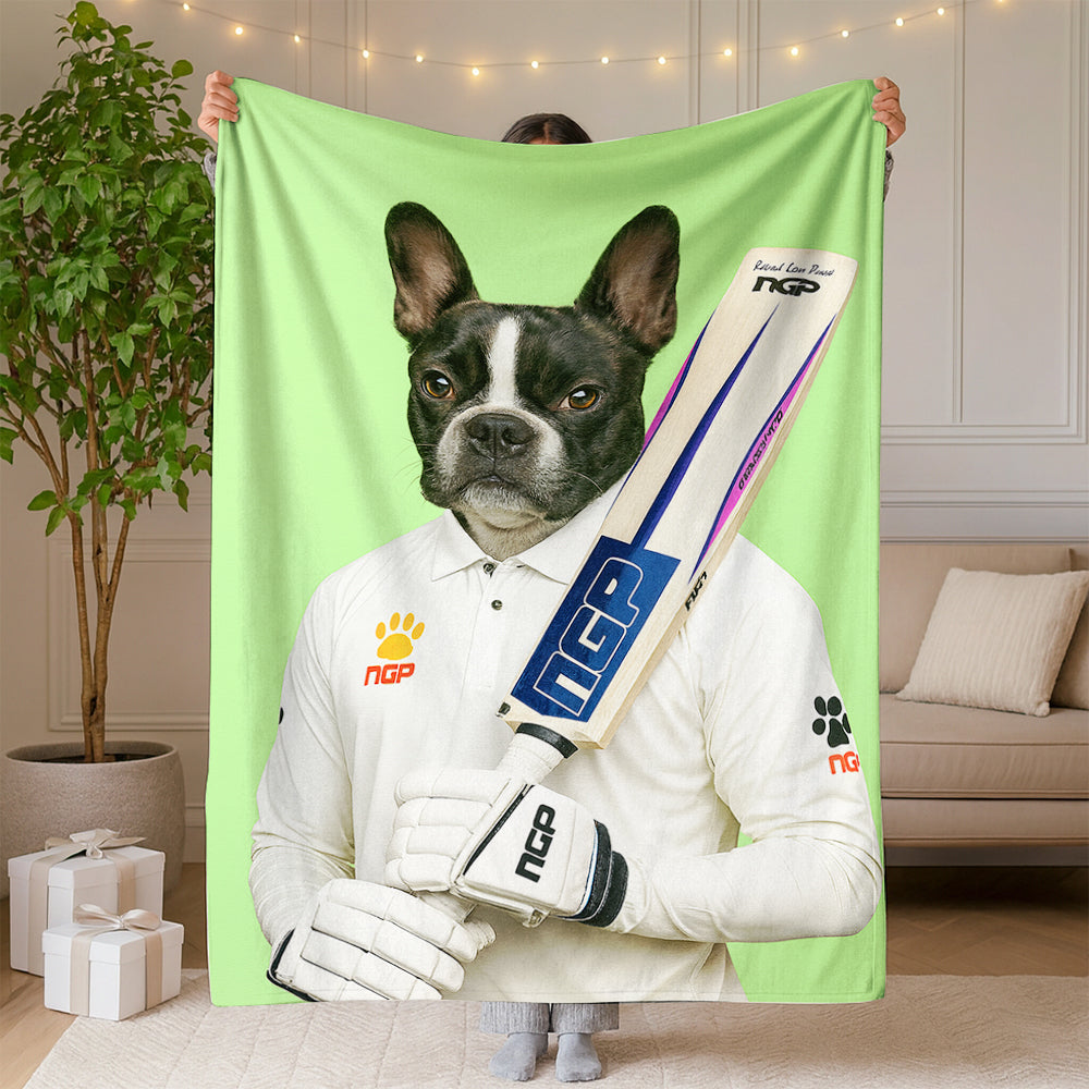 Custom Photo Cricketer Dog BlanketGift For Dog Lovers