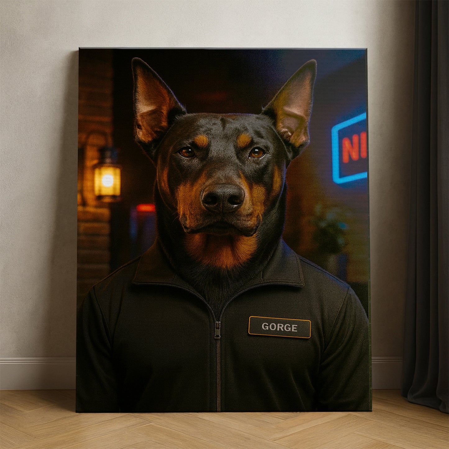 Custom Photo Bouncer Night Club Security Dog Canvas Gift For Dog Lovers