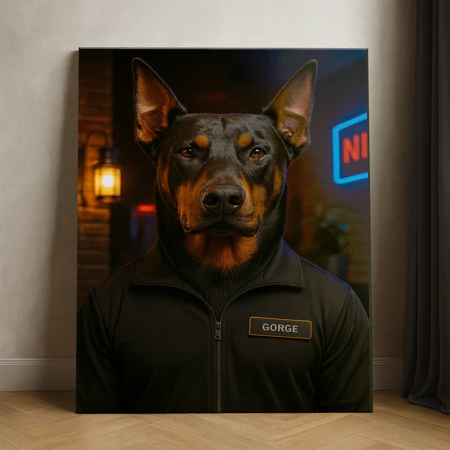 Custom Photo Bouncer Night Club Security Dog Canvas Gift For Dog Lovers