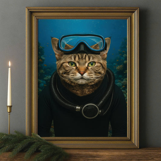 Custom Photo Scuba Diving Cat Gift For Cat Lovers