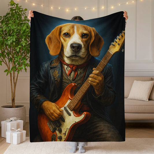 Custom Photo Dog Rock n Roll BlanketGift For Dog Lovers
