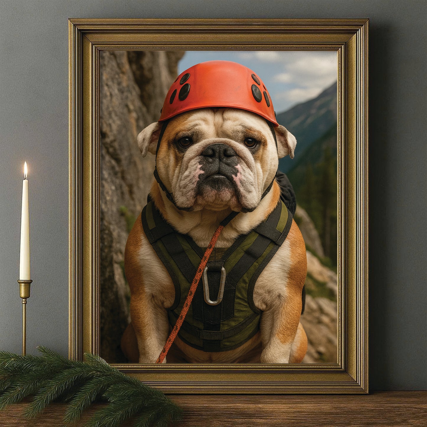 Custom Photo Rock Climber Dog Canvas Framed Wall Art Gift For Dog Lover