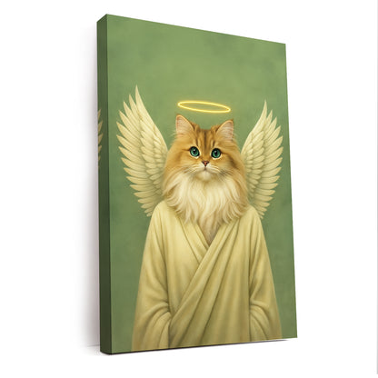 Custom Photo Angel Cat  Canvas Memorial Gift For Cat Lover