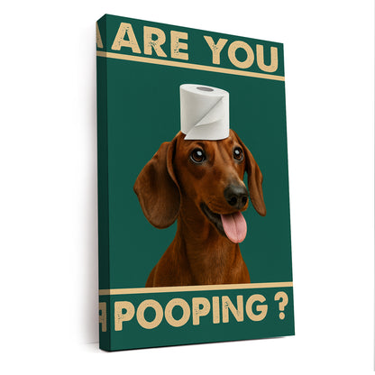 Custom Photo Funny Dog In Bathroom Canvas