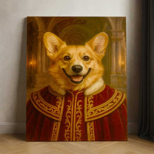 Custom Photo King Royal Dog Style 01 Canvas Gift For Dog Lovers