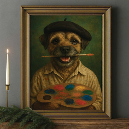 Custom Photo Artist Dog Canvas Framed Wall Art Gift For Dog Lovers