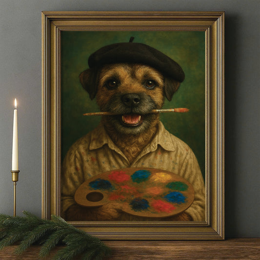 Custom Photo Artist Dog Canvas Framed Wall Art Gift For Dog Lovers