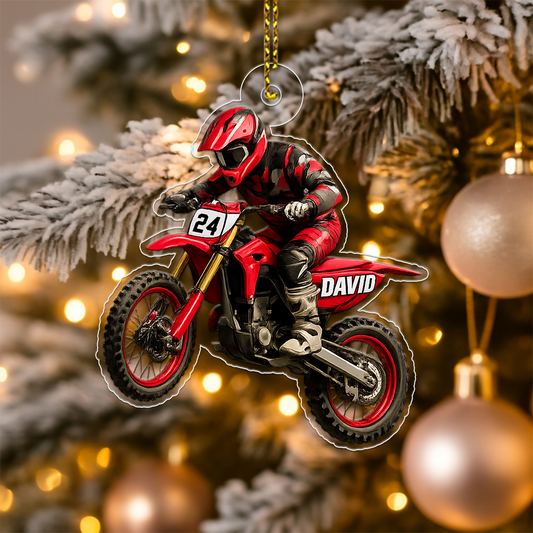 Personalized Motorbike Racing Boy Xmas Acrylic Ornament Christmas Gift