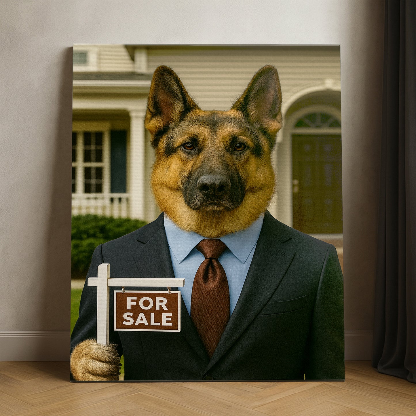 Custom Photo Realtor Dog Canvas Gift For Dog Lovers
