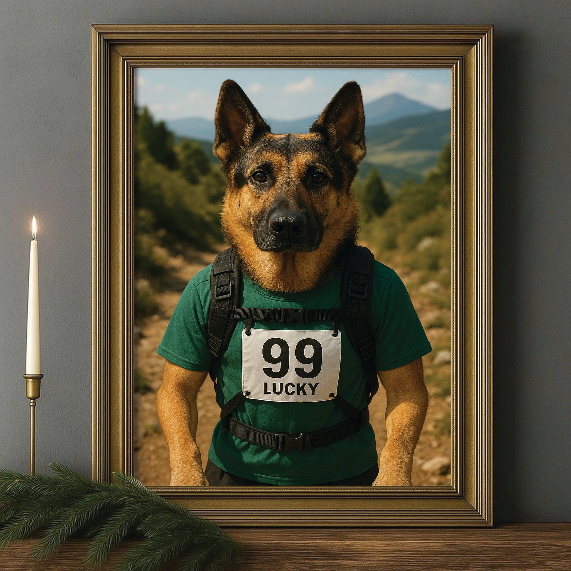 Custom Photo Trail Runner Dog Canvas Framed Wall Art Gift For Dog Lovers