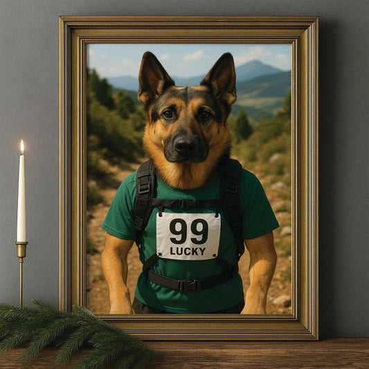 Custom Photo Trail Runner Dog Canvas Framed Wall Art Gift For Dog Lovers