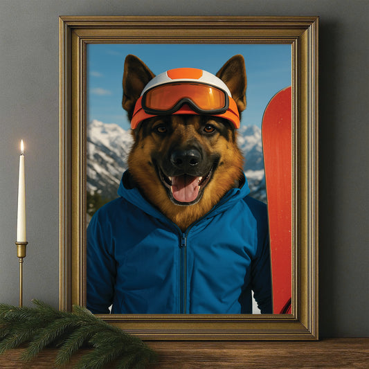 Custom Photo Snowboarder Dog Canvas Framed Wall Art Gift For Dog Lovers