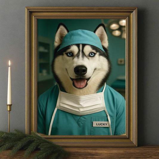 Custom Photo Surgeon Dog Canvas Framed Wall Art Gift For Dog Lovers
