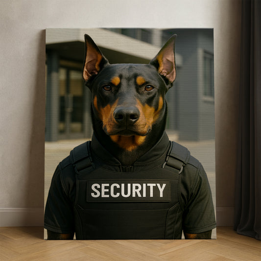 Custom Photo Security Guard Dog Canvas Gift For Dog Lovers