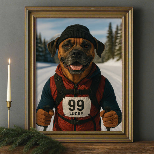 Custom Photo Cross Country Ski Dog Canvas Framed Wall Art Gift For Dog Lovers