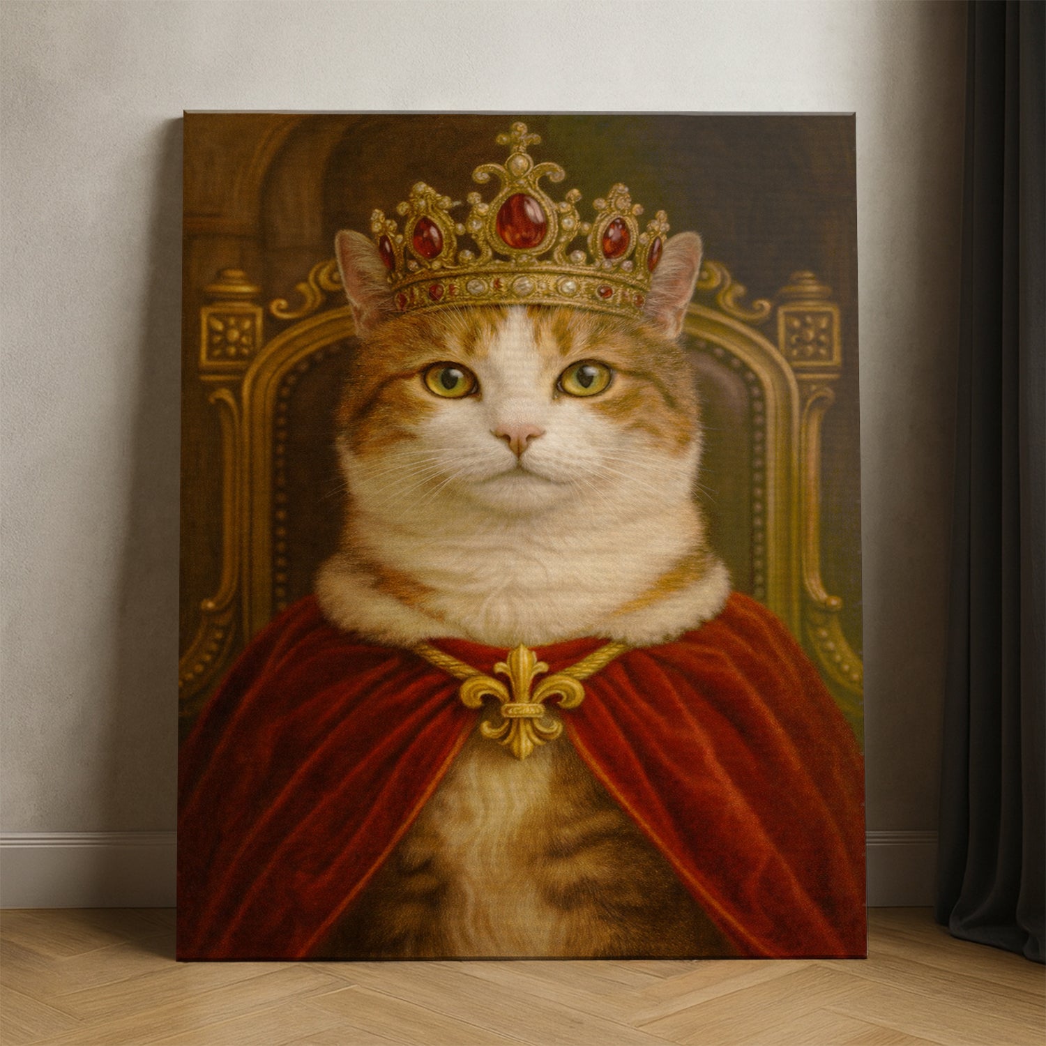 Custom Photo Royal Cat Potrait Canvas Gift For Cat Lovers