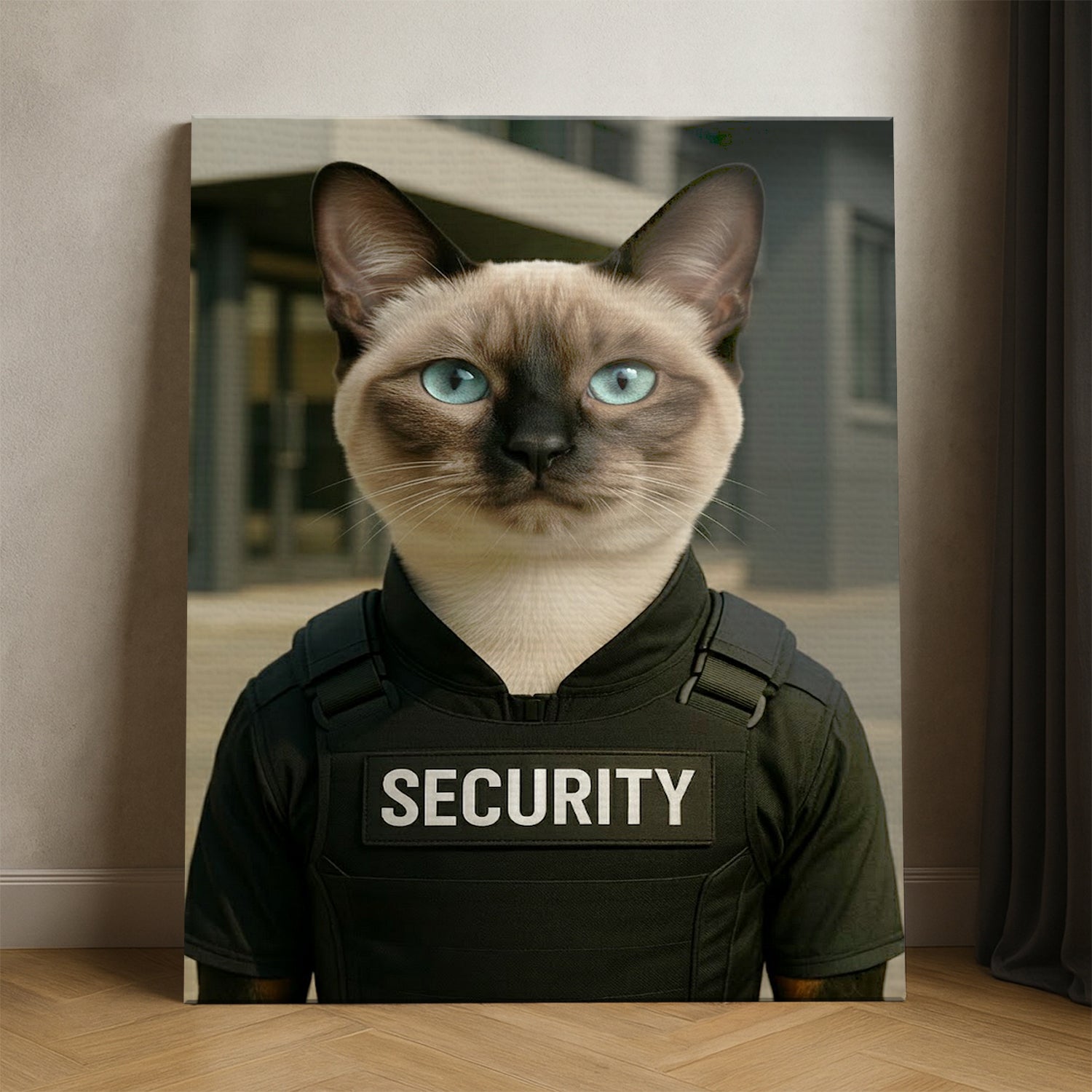 Custom Photo Security Guard Cat Canvas Gift For Cat Lovers
