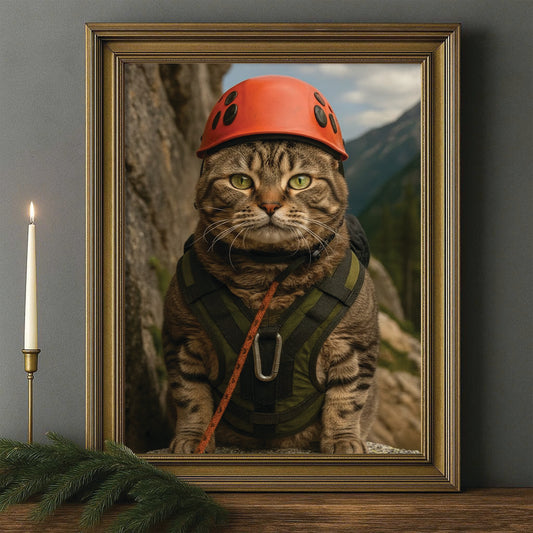 Custom Photo Rock Climber Cat Canvas Framed Wall Art Gift For Cat Lover