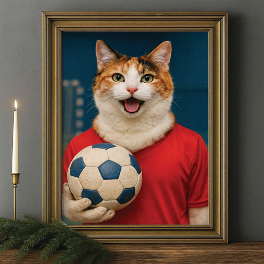 Custom Photo Handball Cat Canvas Framed Wall Art 
