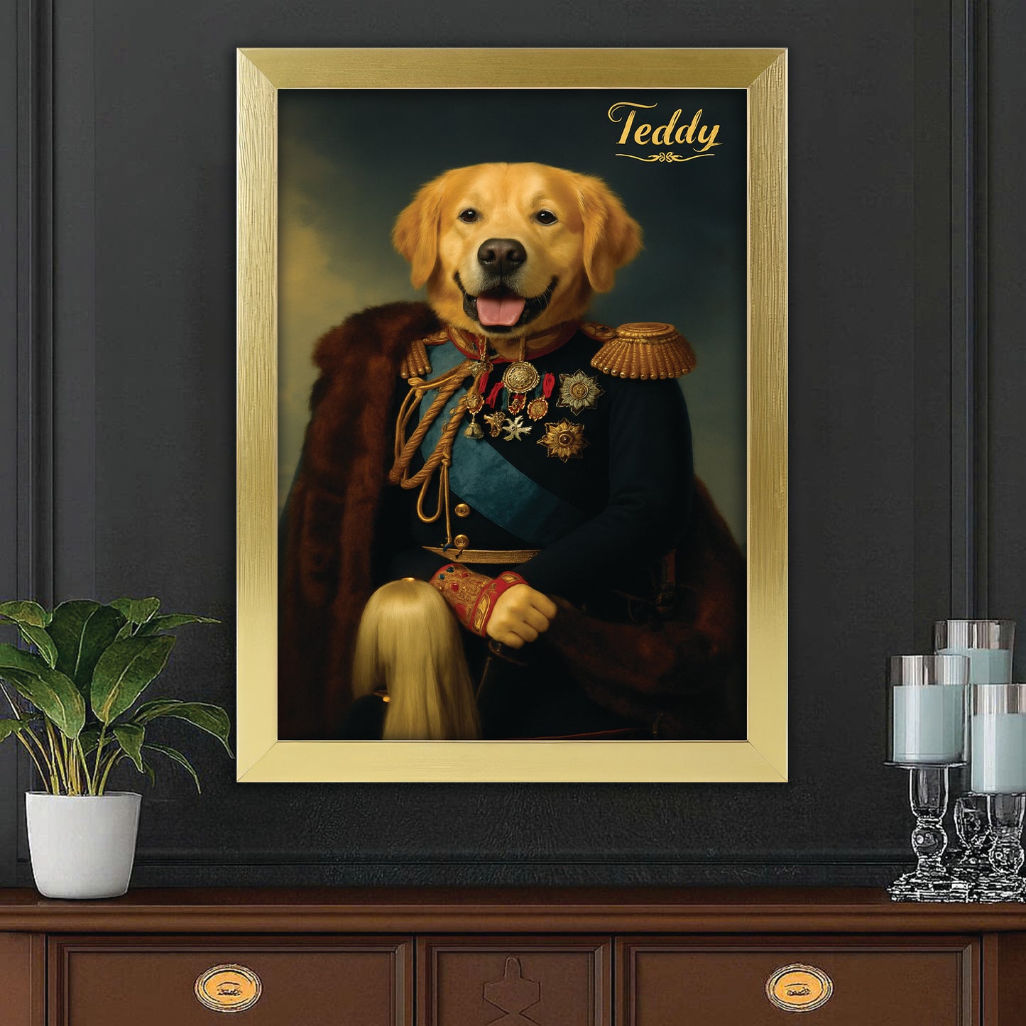 Custom Photo Imperial Minister Dog Canvas Framed Wall Art Gift For Dog Lovers