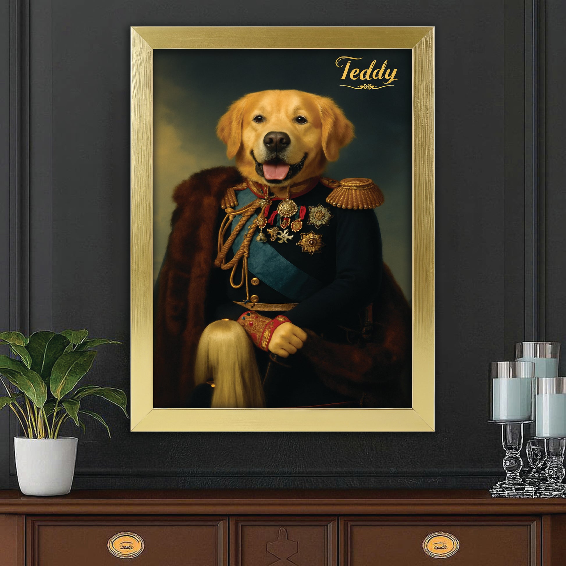 Custom Photo Imperial Minister Dog Canvas Framed Wall Art Gift For Dog Lovers
