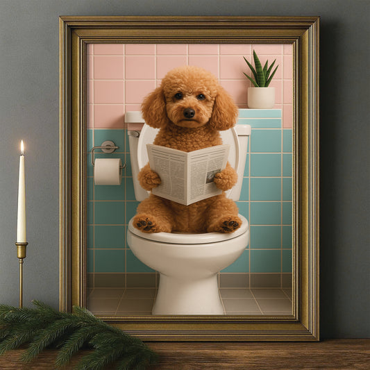 Custom Photo Dog Bathroom Style 8 Canvas Framed Wall Art Gift For Dog Lovers