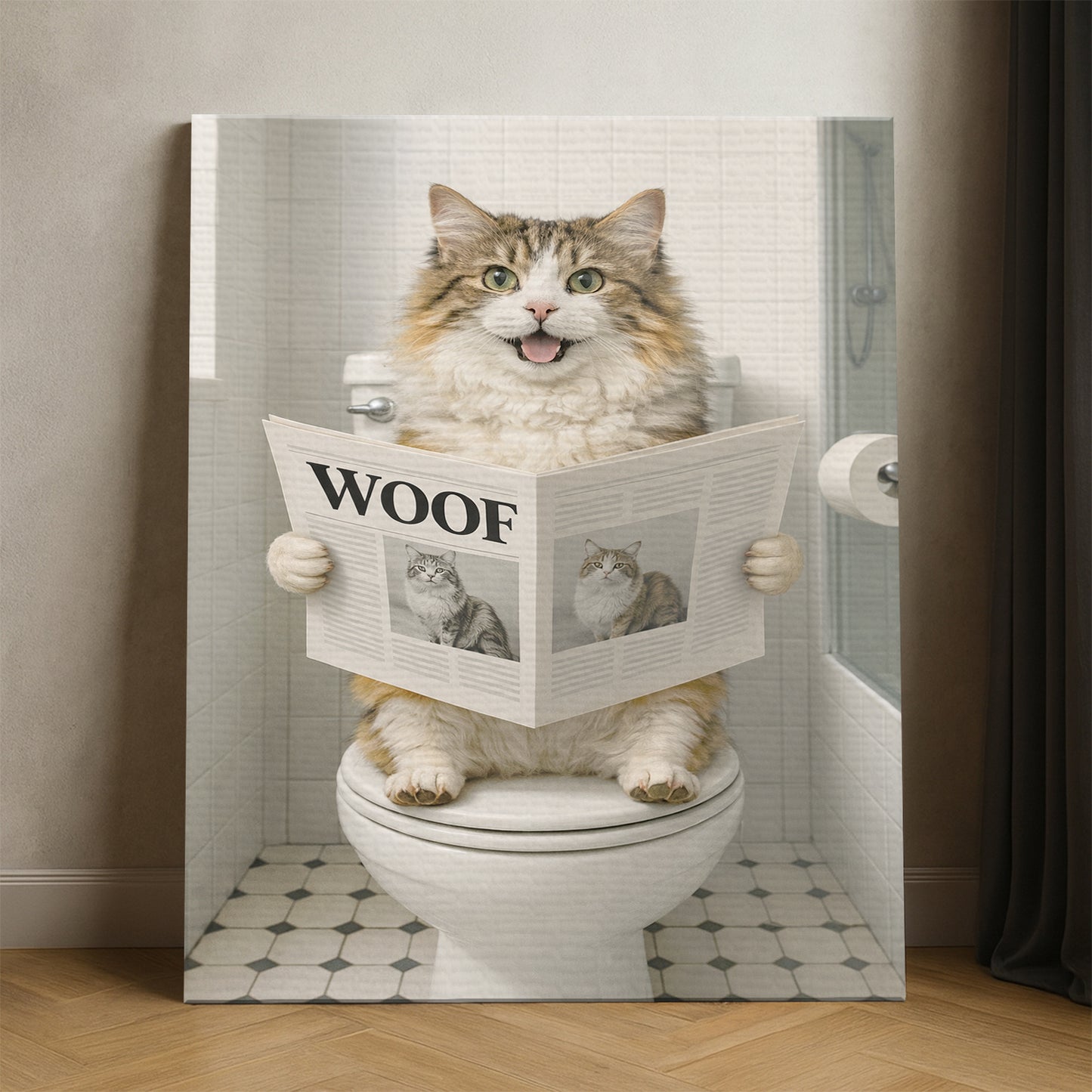 Custom Photo Cat Bathroom Style 6 Canvas Gift For Cat Lovers