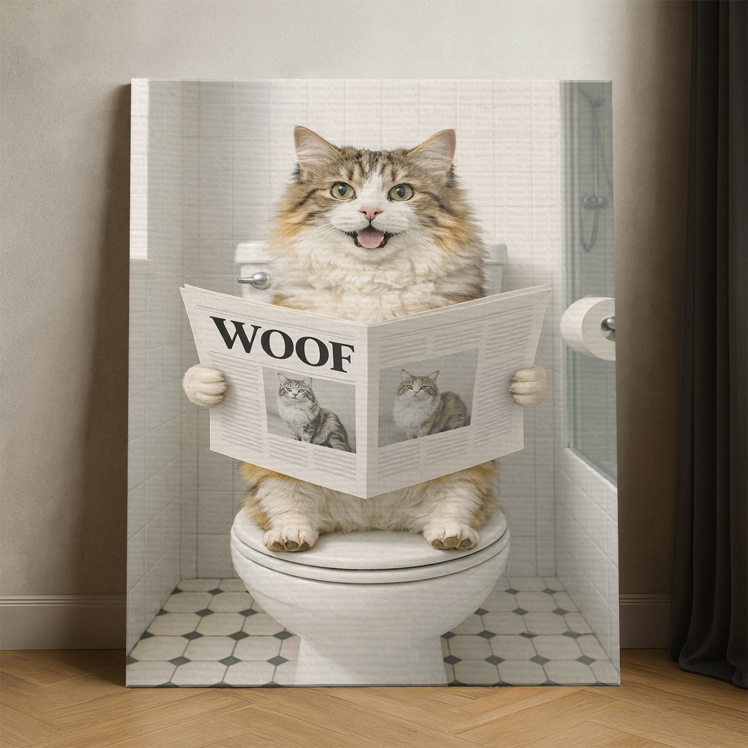 Custom Photo Cat Bathroom Style 6 Canvas Gift For Cat Lovers