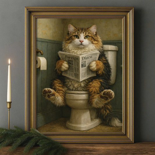 Custom Photo Cat In Bathroom Style 2 Canvas Framed Wall Art Gift For Cat Lovers