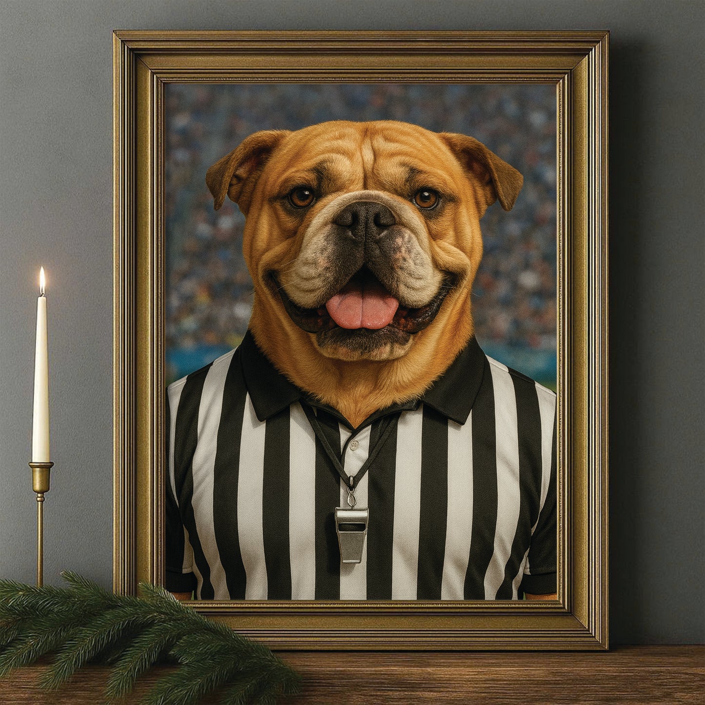 Custom Photo Referee Dog Canvas Framed Wall Art Gift For Dog Lovers