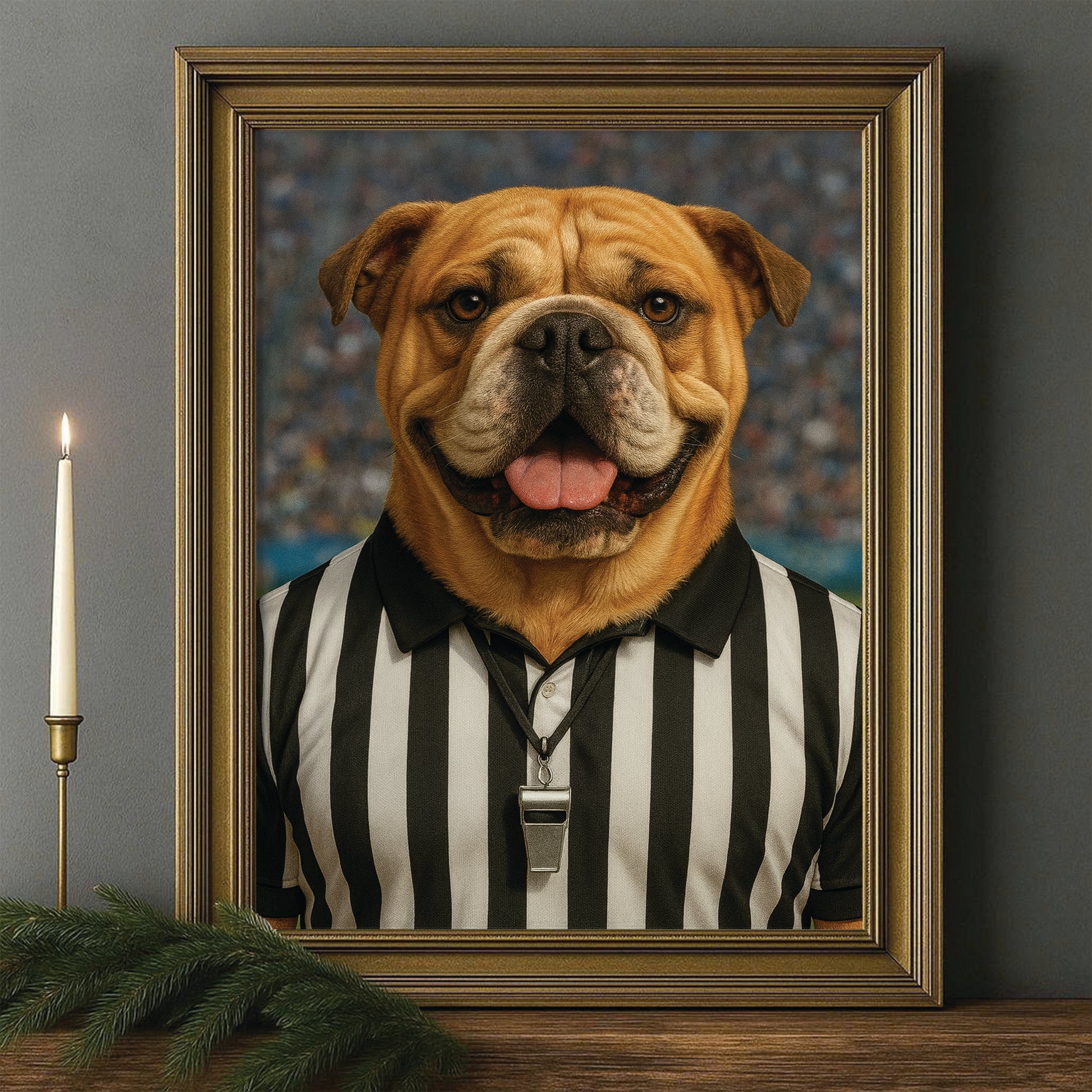 Custom Photo Referee Dog Canvas Framed Wall Art Gift For Dog Lovers