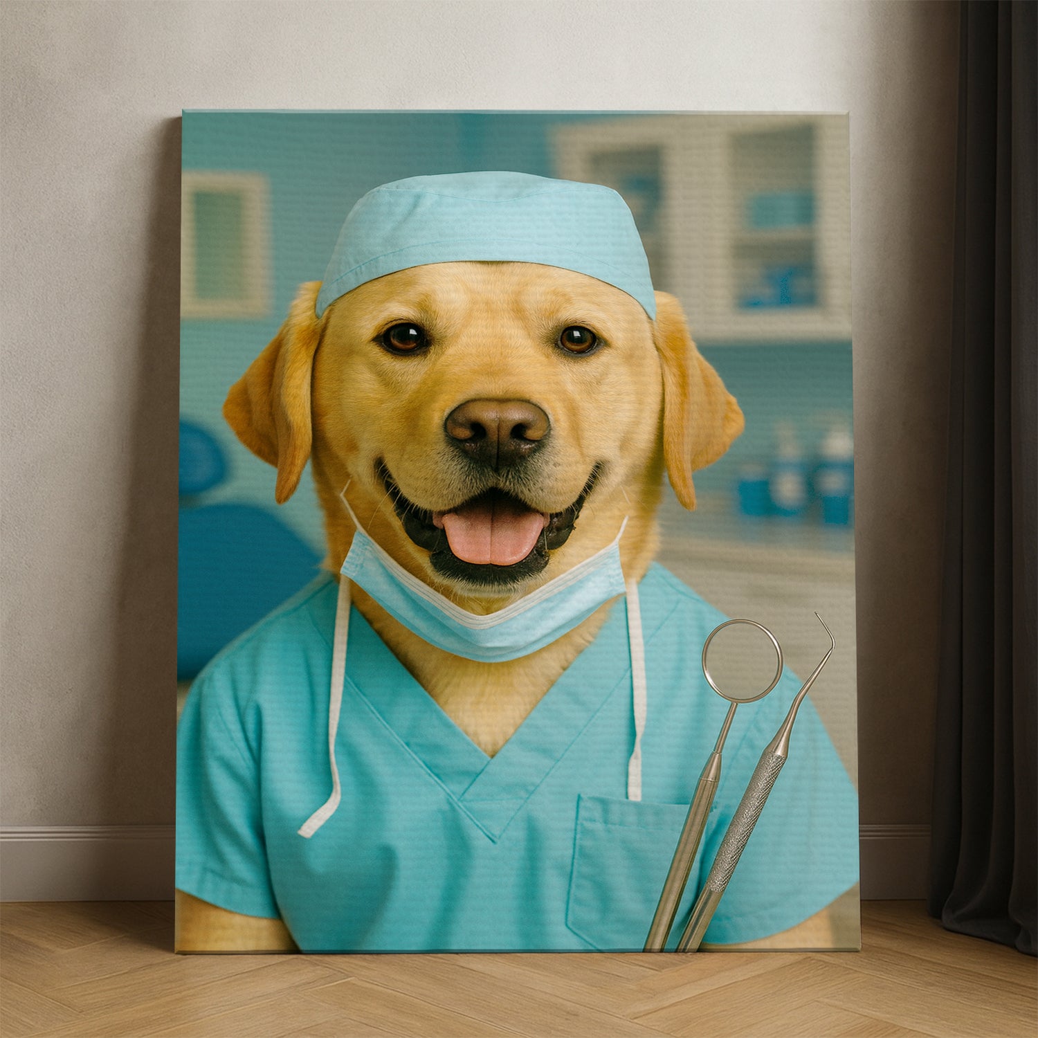 Custom Photo Dentist Dog Canvas Gift For Dog Lover